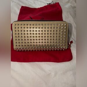 Christian Louboutin Panettone metallic gold spiked continental long wallet